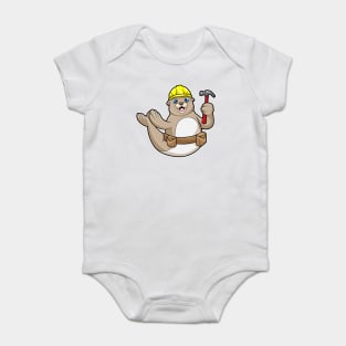 Seal as Carpenter with Hammer & Hat Baby Bodysuit